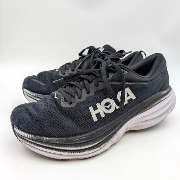 Hoka One One Bondi 8 Men's Athletic Running Sneaker Black Size US10 2E EU44 - Picture 1 of 11